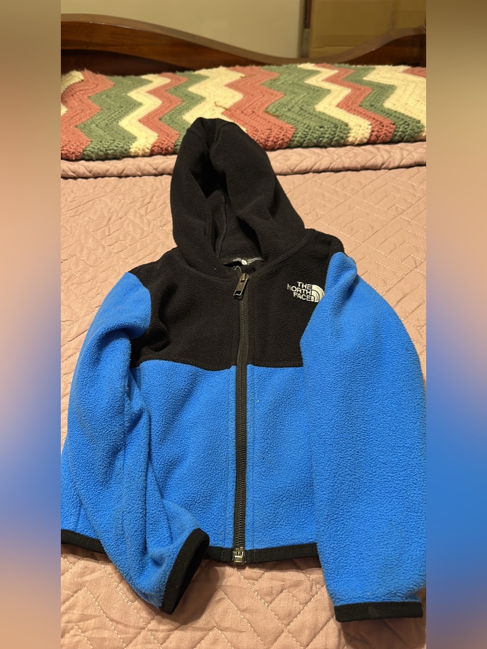 The North Face Black & Blue Kids Hooded Fleece Jacket 2T